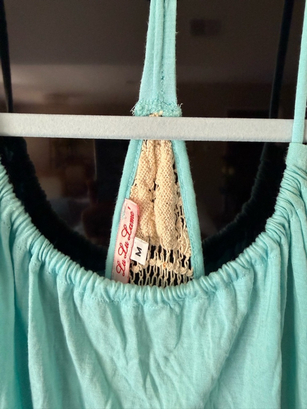 Le Lis Aqua Tank with Cream Lace Detail